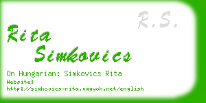 rita simkovics business card
